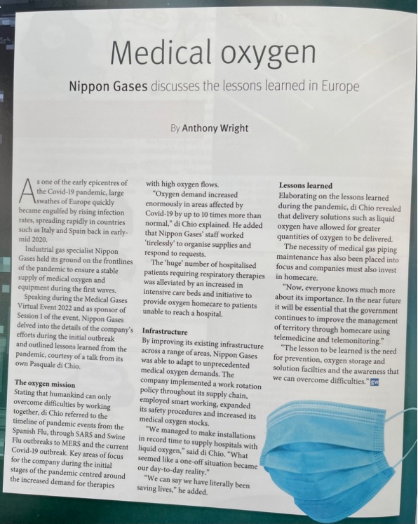 立邦气体讨论疫情期间欧洲在医用氧气方面的经验教训