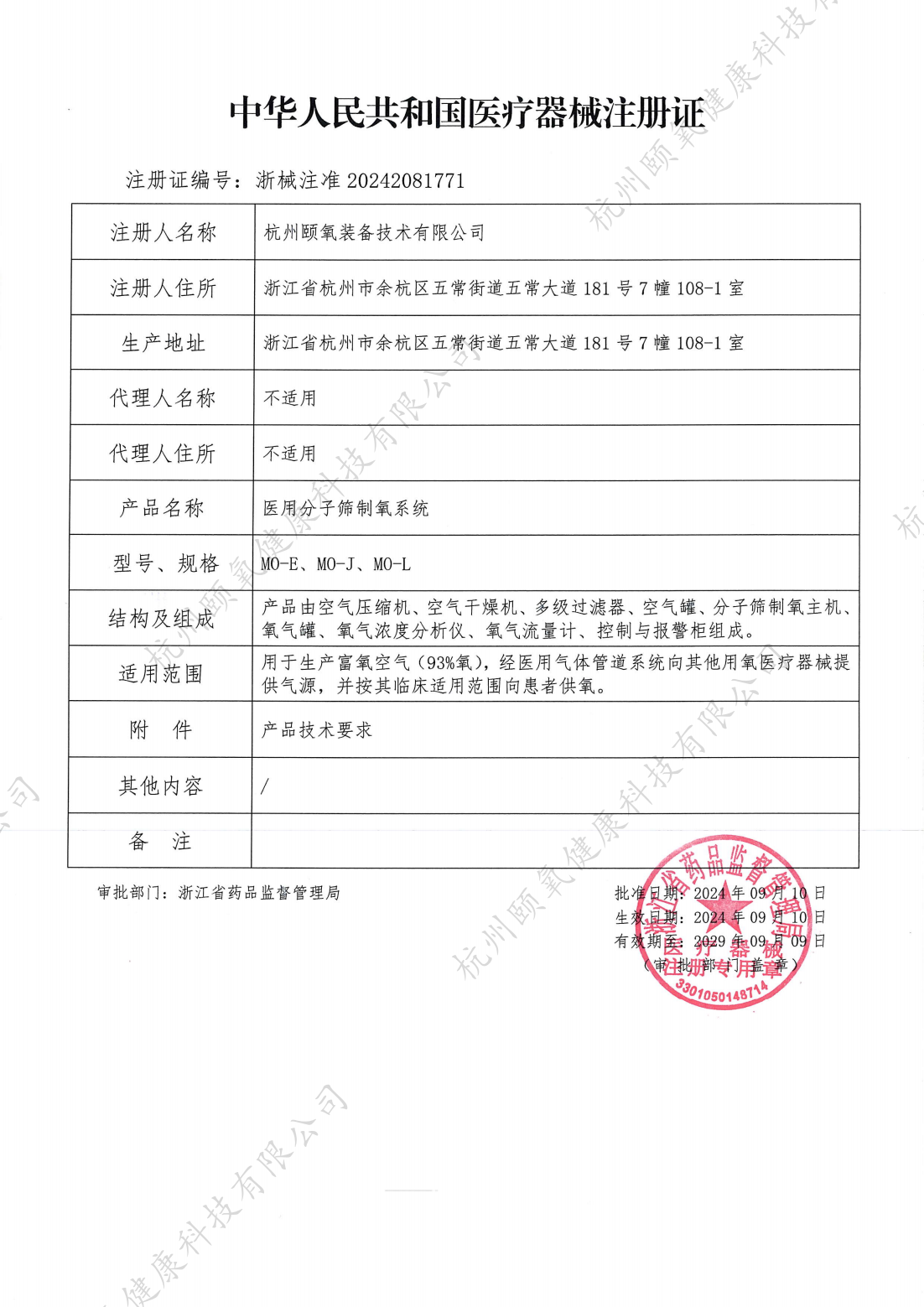 医疗设备注册证